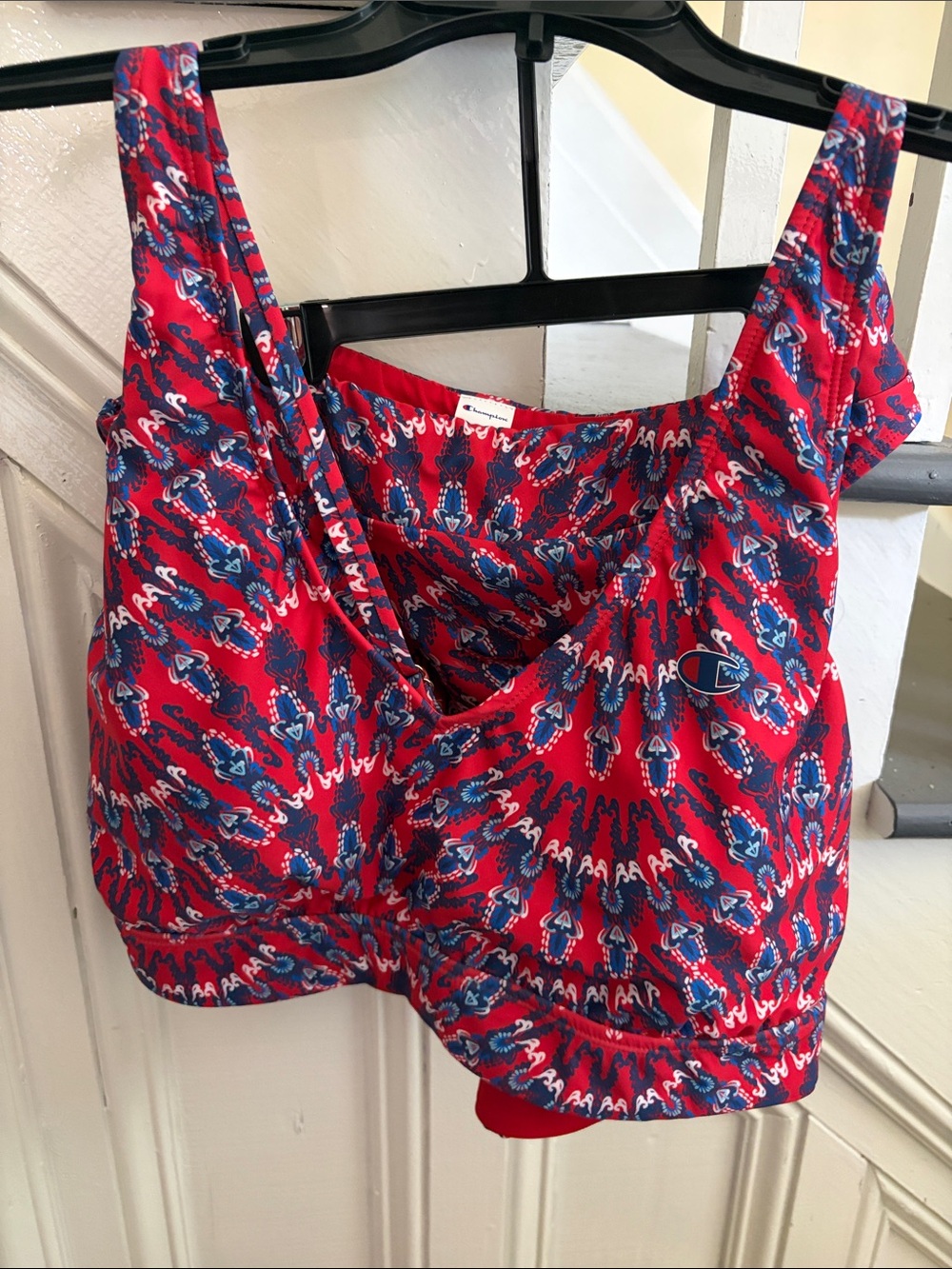 Champion Red & Blue Patterned Sports Crop Tank